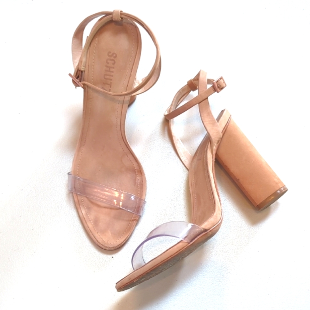 Schutz,  Geisy, Illusion Suede Block Heels. Sz 8